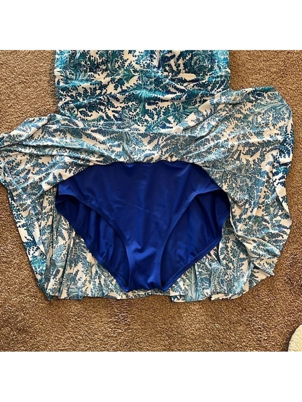 Catalina one piece swimsuit. Blue floral, preowned, Size 1X, 16W. - Picture 5 of 13